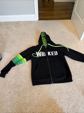 Wicked Black & Neon Green Kids Zip Hoodie